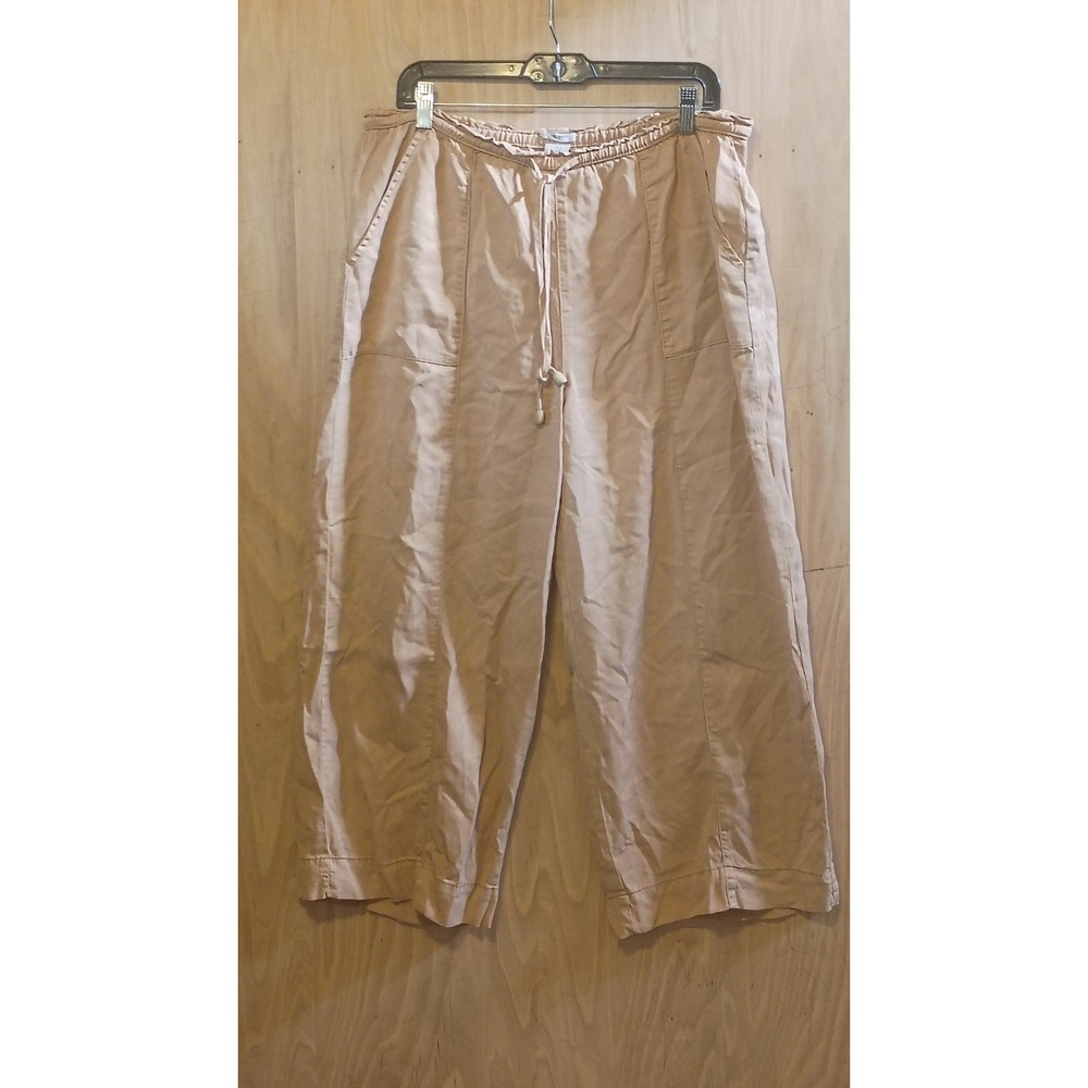 Joie Peach Lyocell Wide Leg Crop Pants Elastic Drawstring Waist Size L